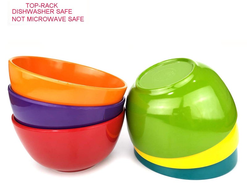 KX-WARE Melamine Bowls set - 28oz 6inch 100% Melamine Cereal/Soup/Salad Bowls, Set of 12 in 6 Assorted Colors | Shatter-Proof and Chip-Resistant Dishwasher Safe, BPA Free - Image 3